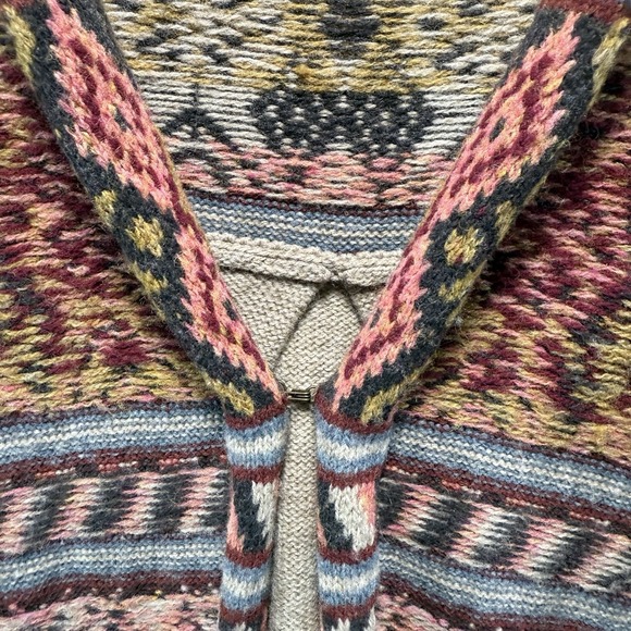 Free People Sweater Womens XS Wool Blend Boho Fuzzy Fair Isle Cardigan Pullover - Picture 7 of 12